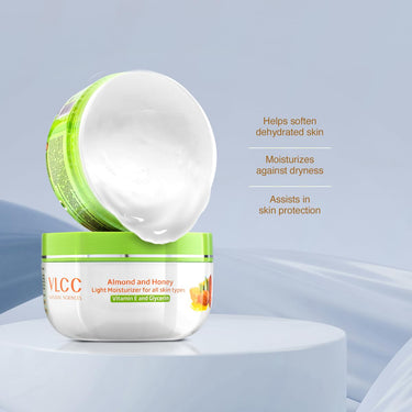 VLCC Almond and Honey Light Moisturiser Cream - 200g | With Vitamin E and Glycerin | Vitamin E Body Moisturizer | Soft and Smooth Skin | Intense, Long-lasting Hydration.